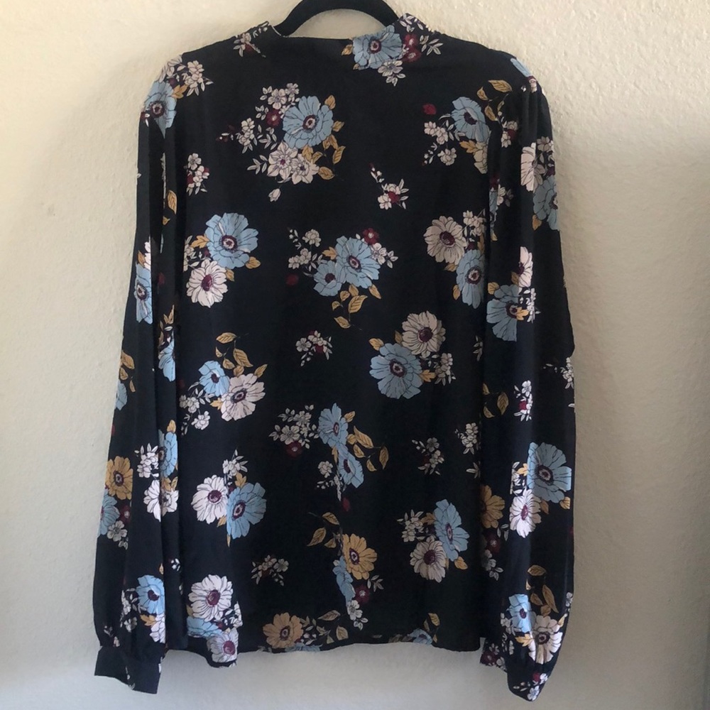 Floral blouse with mock high neck